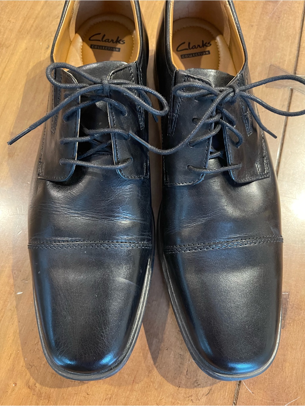 Clarks Black Leather Lace-Up Cap-Toe Derby